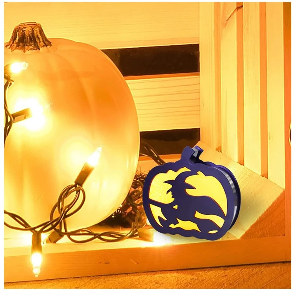 Lighted Halloween Decorations, Pre-lit Two-Sided Pumpkin Lights for Tabletop